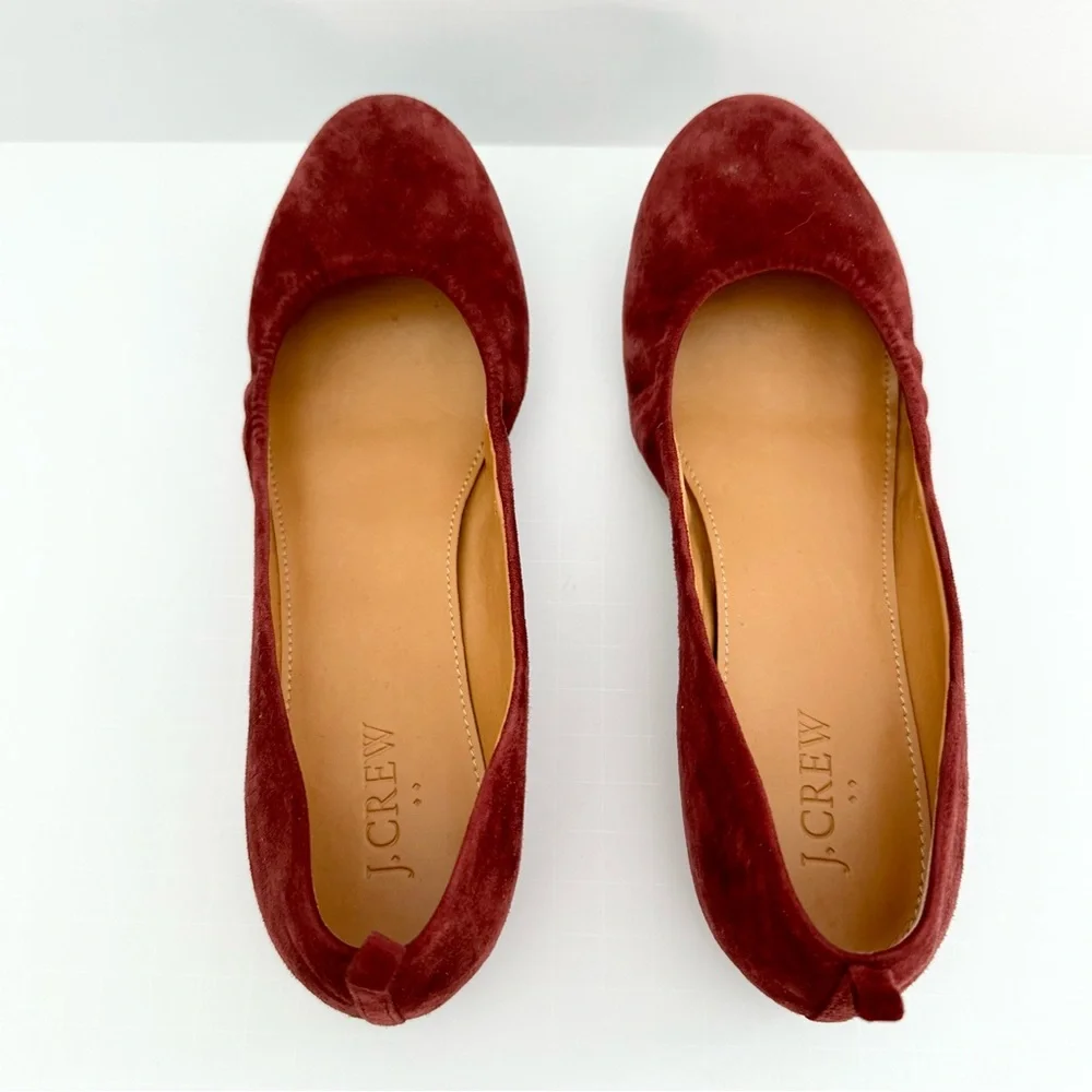 J. Crew Anya Suede Burgundy Ballet Flats Size 7 1/2M